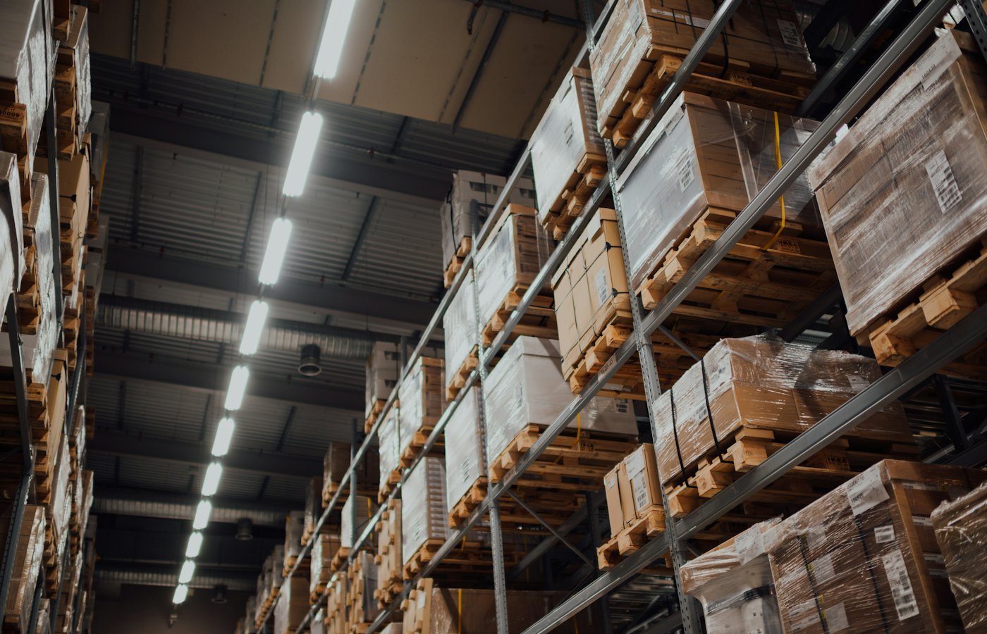 Shelves of boxed medical supplies